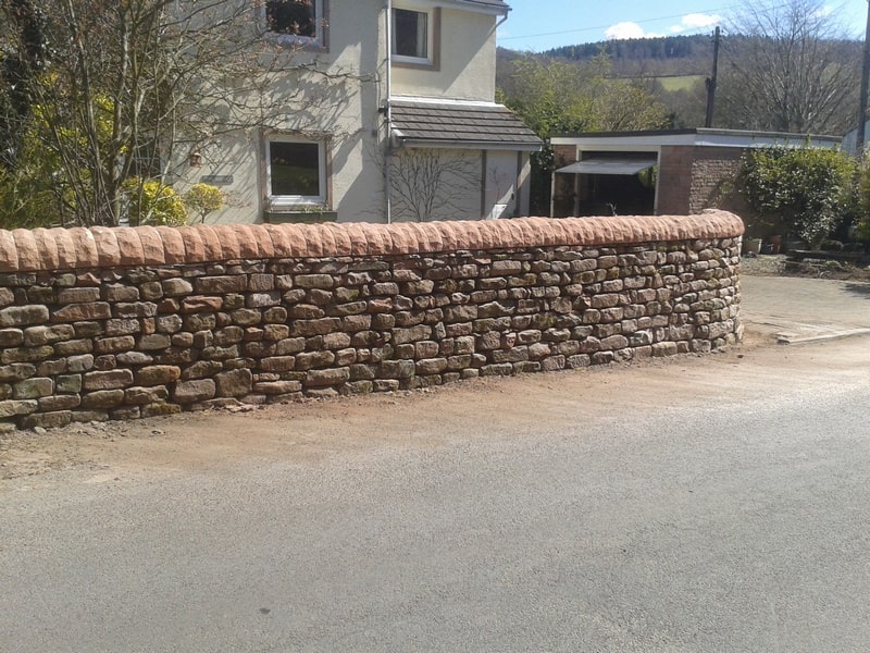 New sandstone wall, Armathwaite